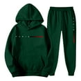 thumbnail image 4 of Jogging Suits for Men 2 Piece Set Letter Graphic Relaxed Fit Hoodie Sweatshirt and Joggers Sweatpants Sets Pullover Suits Clothes Outfits Dark Green XXL, 4 of 5