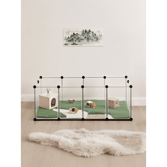 SONGMICS Valla para Mascotas, Parque para Cobayas con Suelo, para Animales Pequeños, Hámsters, Conejos, Erizos, 125 x 63 x 42 cm, Blanco