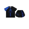 thumbnail image 3 of Hansber Kids Boys Boxing Uniform 2pcs Tracksuits Short Sleeve Boxer Shirt and Fighting Shorts Muay Blue 6, 3 of 5