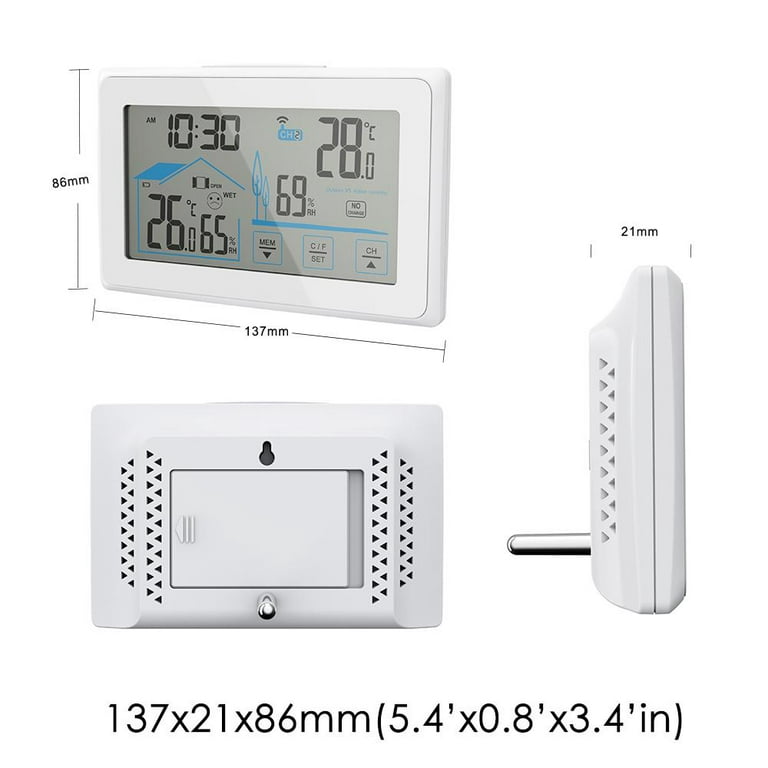 BALDR Indoor Outdoor Thermometer & Hygrometer with White Backlight
