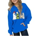thumbnail image 2 of Nmnitkp Girls Sweatshirt Comfortable Boys Sweatshirts Casual Long Sleeve Hoodies Cute Oversized Fleece Pocket Sweatshirt Tops Blue,9 Years, 2 of 4