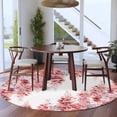 thumbnail image 4 of Red Flowers Round Living Room Rugs 7 ft, Watercolor Red Wisteria Floral Washable Area Rug with Non-Slip Sturdy Edge Binding Round Carpet for Kitchen Office Bedroom, 4 of 9