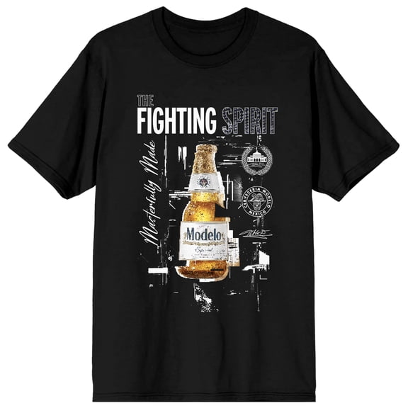 Modelo Fighting Spirit Street Composed Art Women's Black Crew Neck Short Sleeve T-shirt-XS