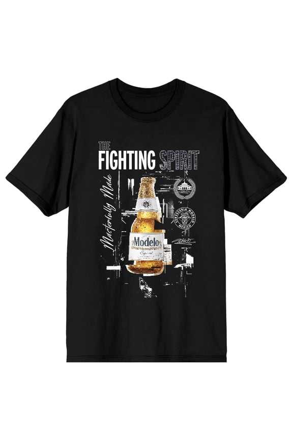 Modelo Fighting Spirit Street Composed Art Women's Black Crew Neck Short Sleeve T-shirt-XL