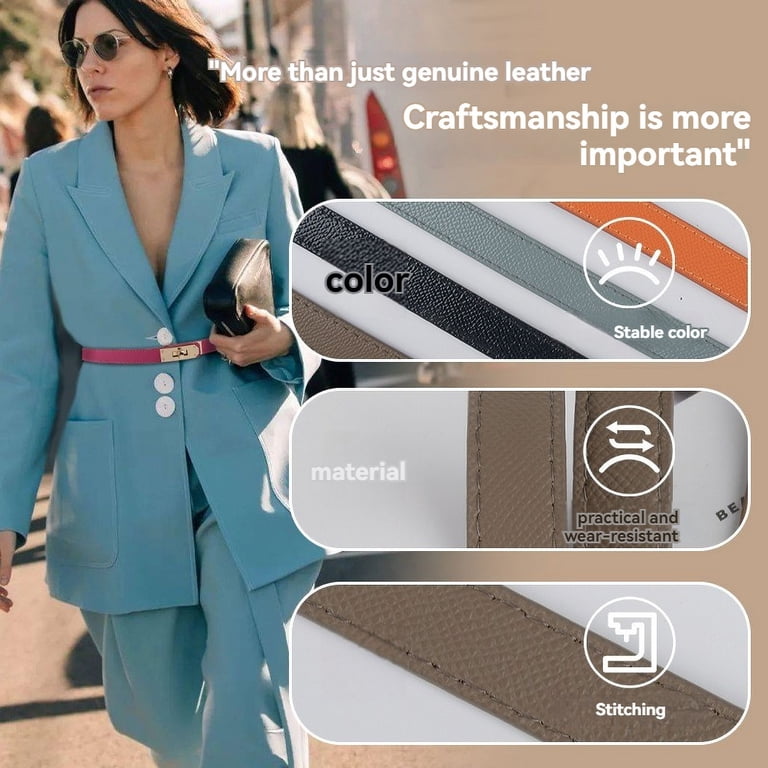 Skinny Women Leather Belt for Dresses Thin Waist Belt for  display picture 2