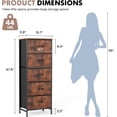 thumbnail image 2 of Nightstand with 5 Drawers, Vertical Storage Tower with Sturdy Steel Frame and Wood Top, Removable Fabric Bin Organizer for Bedroom Closet Entryway Dorm, Brown, 2 of 7