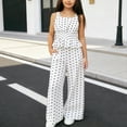 thumbnail image 2 of LEKWK Girls 2-Piece Outfit Set Polka Dot Sleeveless Peplum Top Wide Leg Pant Set Little Kid Fashionable Casual Summer Party Wear Soft Breathable Suit, 2 of 9