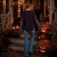 thumbnail image 7 of Womens Halloween Shirt, Floral Skeleton Ribcage Print Bell Sleeve Gothic Blouse, Spooky Season Halloween Costume Top for Women, 7 of 7
