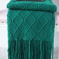 thumbnail image 3 of Manta de tiro de punto suave con borla, mantón de siesta de oficina, funda decorativa para sofá, cama, sofá, para viajes, verde oscuro Speravity LF000012-01B, 3 of 7