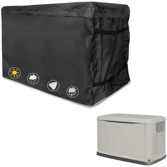 Generator Cover,Heavy Duty 600D Waterproof Generator Cover for 7043 22kW Air Cooled Series Home Standby Generator, Black$$Garden & Patio