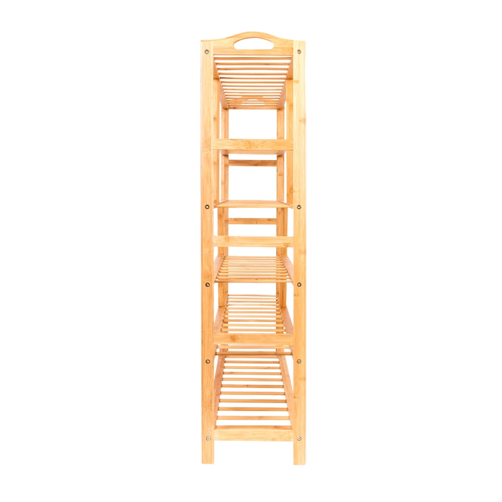 Kepooman 6-layer Portable Bamboo Splint Multi-function Shoe Rack, Wood Color Kepooman 6-layer Portable Bamboo Splint Multi-function Shoe Rack, Wood Color