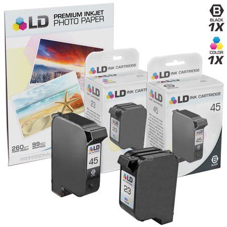 LD Remanufactured Replacements for 45 Black & 23 Color Cartridges + FREE Pack of 4X6 Premium Glossy Photo Paper for DeskJet 815C 830 830C 832 832C 880 OfficeJet 1170C R40 R60 1170 1175