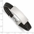 thumbnail image 3 of Stainless Steel Polished Black Leather Multi Strand 8In Id Bracelet (8 X 9) Made In China -Jewelry By Sweet Pea, 3 of 6