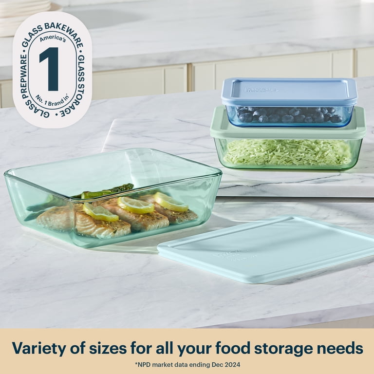 Pyrex Tinted 6pc Storage Set - Glass Dishes with Plastic Lids
