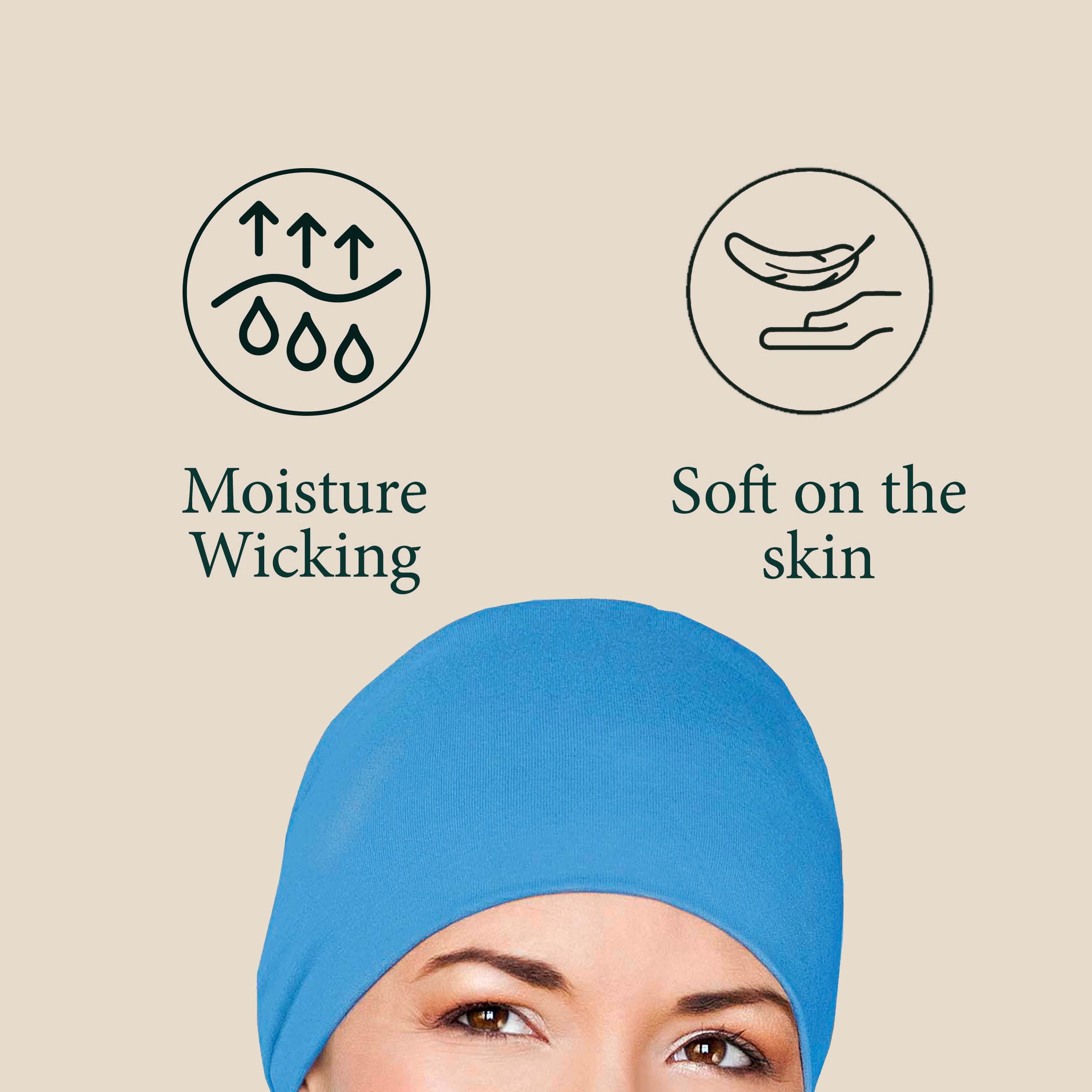 MASUMI Chemo Sleep Hat for Women, Soft Cotton Hats for Ladies, Chemo Headwear Turbans Cap Beanie Cancer Head Coverings with Double Layer (Blue Ocean)