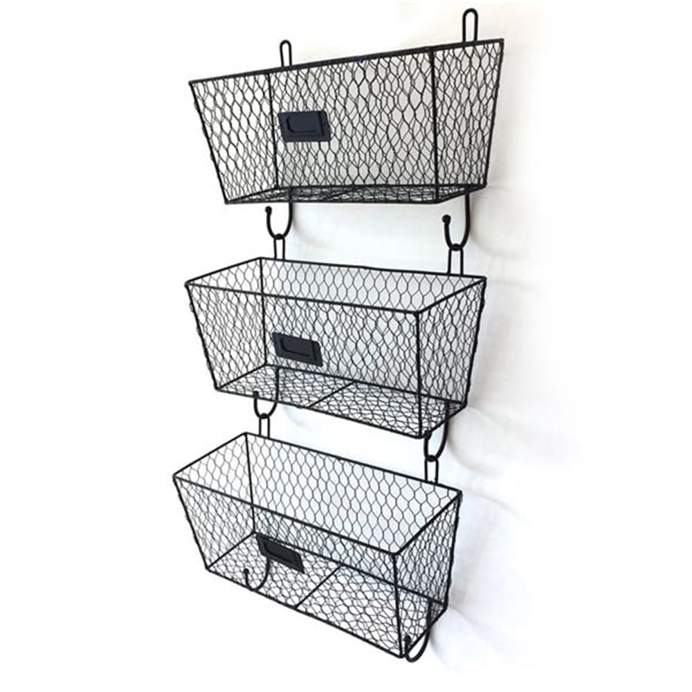DAELKART Metal Wire Multipurpose Over Door Basket  Hanging Cabinet Storage  Organizer Bin for Kitchen, Pantry