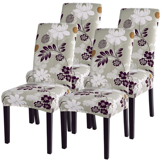 Fundas Elásticas para Sillas de Comedor con Estampado Floral - Juego de 4