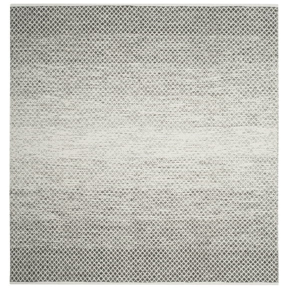 SAFAVIEH Montauk Vaughn Geometric Cotton Area Rug, Light Grey/Ivory, 4' x 4' Square