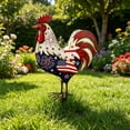 thumbnail image 6 of erdimoy 4th of July Patriotic Metal Rooster Yard Stake, 12" Red White Blue Garden Decoration with Stars, Fireworks & American Flag Design, 6 of 6