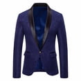 thumbnail image 1 of Styesk Jackets for Men Men Suit Casual Business Affairs Pocket Button Flip Collar Pattern Loose Coat, 1 of 8