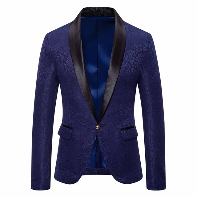 Styesk Jackets for Men Men Suit Casual Business Affairs Pocket Button Flip Collar Pattern Loose Coat