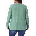 thumbnail image 4 of DARING DIVA Women's Plus Size V Neck Long Sleeve Hollow Eyelet Blouse 3X Green, 4 of 6