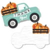 Big Dot of Happiness Happy Fall Truck - Shaped Thank You Cards - Harvest Pumpkin Party Thank You Note Cards with Envelopes - Set of 12
