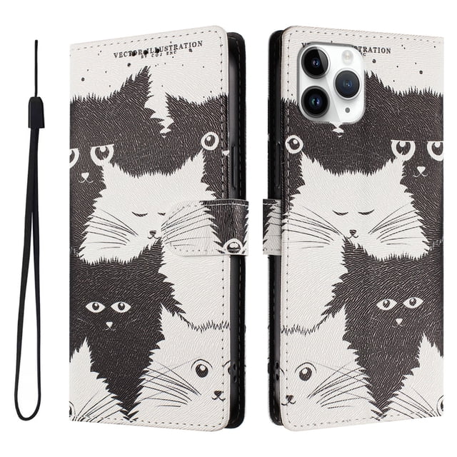 FOXDOCK Funda Tipo Cartera para iPhone 11 Pro con Soporte y Correa – Diseño de Patrones Lindos