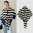 thumbnail image 2 of AKOEE Flannel Shawl Wraps Women Trendy Striped Plush Warm Knit Poncho Cape Soft Wraps for Office Travel Party (One Size, E), 2 of 8