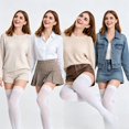 thumbnail image 5 of DOVACKA Women's Extra Long Thigh High Cotton Socks, Over Knee Boot Stockings, Warm Stretchy Comfort Fit, 5 of 5