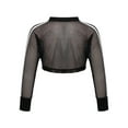 thumbnail image 2 of Blouse à Manches Longues en Résille Transparente pour Filles, Haut Court en Maille Transparente, T-Shirt à Col Rond, Noir 16, 2 of 5