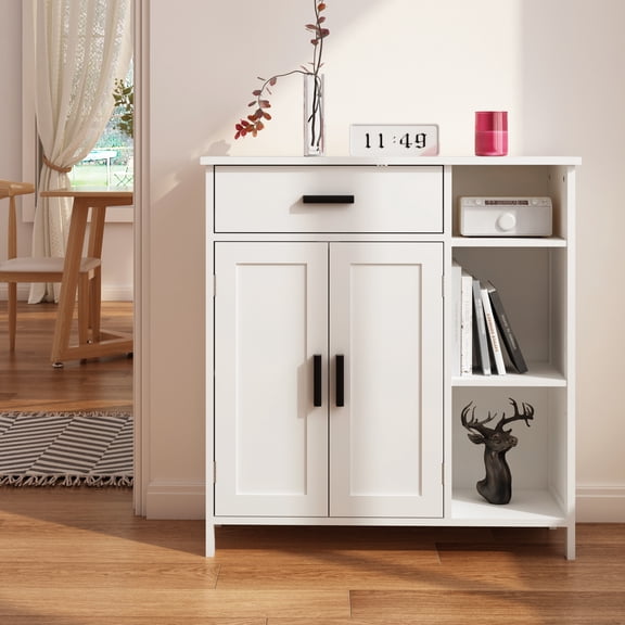 LENLN Floor Storage Cabinet, Freestanding Storage Unit with 4 Drawers, 1 Adjustable Shelf, for Bathroom Living Room Dining Kitchen