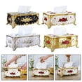 thumbnail image 6 of European-Style Tissue Box Living Room Desktop Tissue Box Retro Luxury Tissue Case Rose Patterned Napkin Holder Home Decoration, 6 of 6