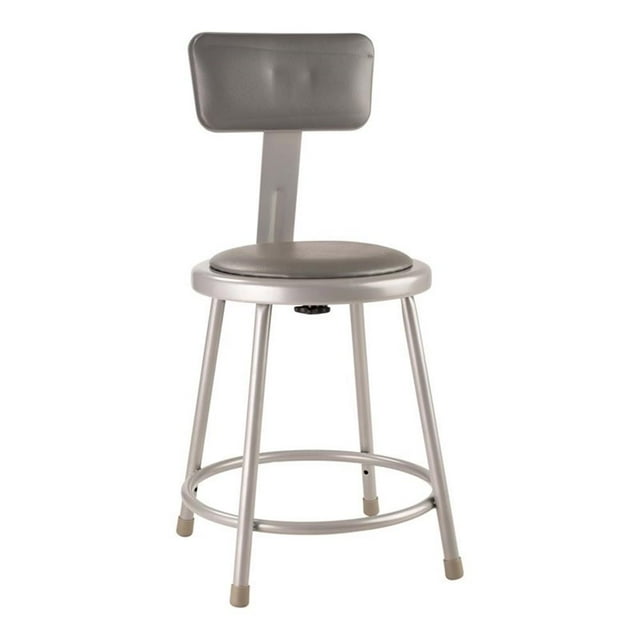 NPS 6400 Series Tabouret Moderne en Vinyle Rembourré Métal Robuste 18 Pouces en Gris