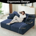 thumbnail image 3 of Aukfa Oversized Double Chaise Lounge Modular Boneless Couch for Living Room, 2 Cup Holders, 4 Pillows, Corduroy, Blue, 3 of 8