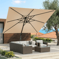 thumbnail image 2 of TASKBAY 10x10 FT Cantilever Patio Umbrella with Base- Large Offset Heavy-Duty Aluminum Umbrella with 360° Rotation, 6 Tilts, Outdoor Umbrella for Pool Deck, Square, Beige, 2 of 9