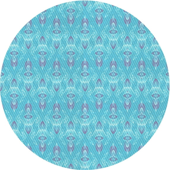 Ahgly Company Indoor Round Patterned Butterfly Blue Area Rugs, 5' Round