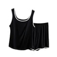 thumbnail image 2 of Ayolanni Pajamas for Women Set 2 Piece Cotton Sleeveless Tank Tops and Shorts Pjs Solid Soft Elastic Waist Loungewear Lounge Sets XXL, 2 of 5