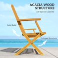 thumbnail image 4 of SSyao Wood Outdoor Bench, 2-Person Foldable Patio Acacia Wood Garden Bench with Backrest and Armrests for Garden, Porch, Park, Balcony, Teak, 4 of 10