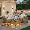 thumbnail image 4 of Ovios 6-Piece Outdoor Patio Furniture Set with Solar-Powered Lighted Coffee Table, All-Weather Wicker L-Shaped Sectional Sofa, Gray, 4 of 12