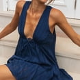 thumbnail image 2 of MesaSe MesaSe PENGXAING Promotion!Summer Sleeveless V-neck High Waist Front And Rear Lace Rope Solid Color Big Conference Back Ladies Short Dress Navy Blue L, 2 of 9