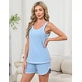 thumbnail image 5 of Women's Cotton Pajamas Set - Summer Sleeveless Tank Top & Shorts 2-Piece Sleepwear, Lounge Set for Women, Sizes S-XXL, 5 of 12