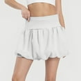 thumbnail image 5 of Women's Double Layer Bubble Hem High Waist Skirt - Solid Color Micro-Stretch Skirt for Casual, Retro, and Vintage-Inspired Fashion,White L, 5 of 5