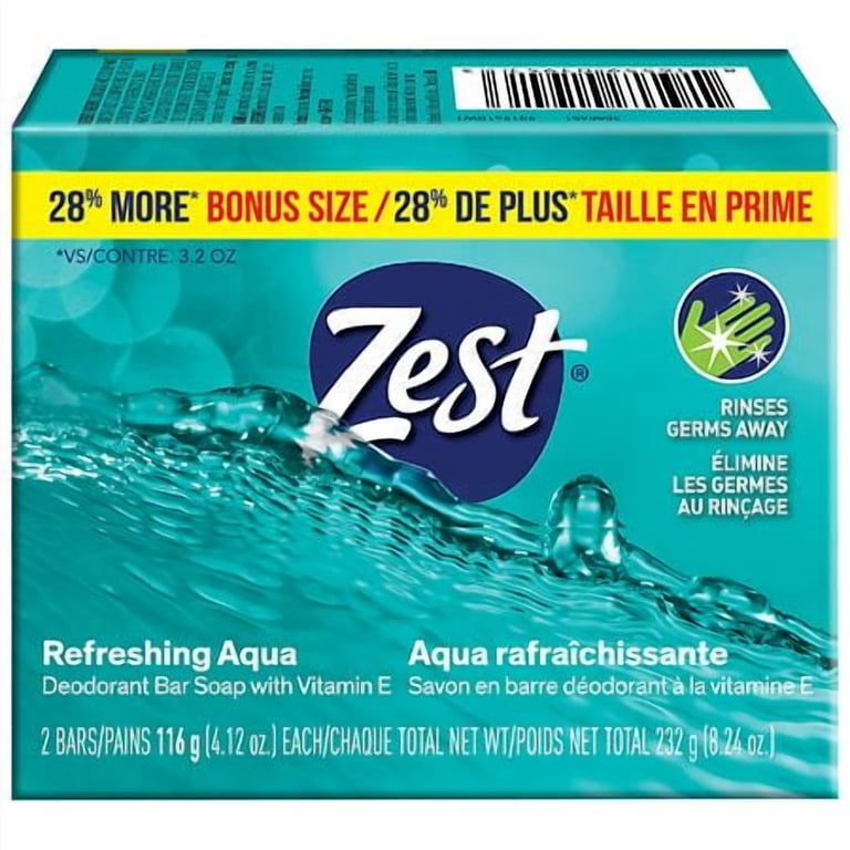 Zest, Bar Soap, Aqua 4.12 oz, 2 pack, moisturizing formula