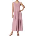 thumbnail image 1 of TheMoogan Robe Longue Midi Sans Manches d'Été pour Femmes Grande Taille, Col Rond, Jersey à Volants, Coupe Décontractée, 1 of 1