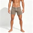 thumbnail image 4 of hlysgo Men's Swim Shorts 4 Inch Inseam Low Waist Running Shorts Yoga Gym Training Elastic Drawstring Beach Shorts with Pockets Khaki,XL, 4 of 5