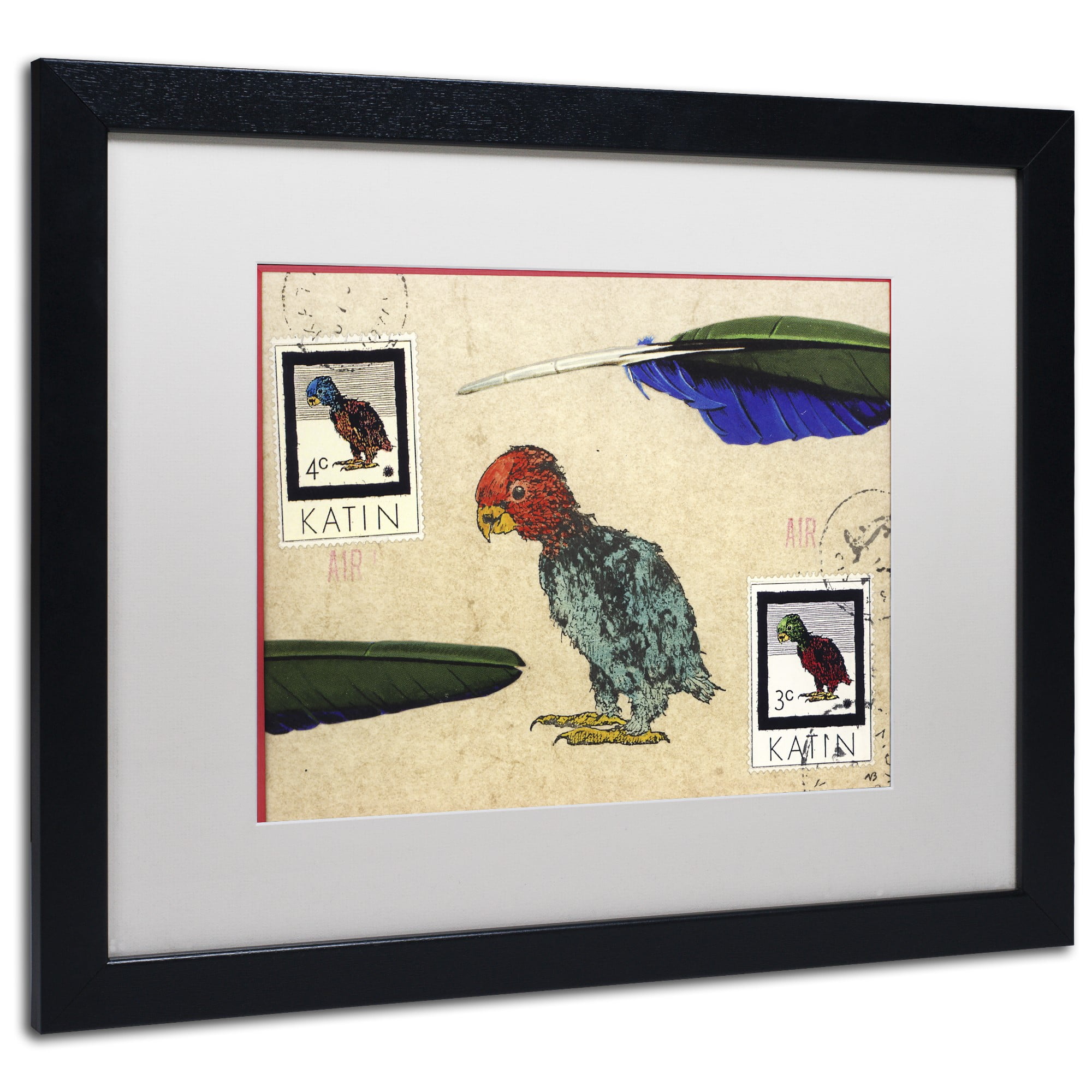 Trademark Fine Art 'Katin Parrot' Canvas Art by Nick Bantock, White Matte, Black Frame