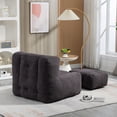 thumbnail image 5 of Fluffy Bean Bag Chair with Ottoman, Soft Lazy Sofa Chair for Adults & Kids, Accent Beanbag Chairs for Living Room, Bedroom, Apartment, Black, 5 of 9