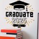 thumbnail image 1 of Pegatinas de decoración de ventanas de graduación | Calcomanías autoadhesivas de PVC | Gorra de graduación clásica y motivos de diploma | Vinilo de pared extraíble y reutilizable | Uso en, 1 of 5