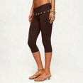 thumbnail image 4 of Clossjun Womens Pants Fold Over Capri Low Rise Yoga Leggings Knee Length Cropped Flared Bell Bottom Athletic Pants Y2k Sweatpants, 4 of 5